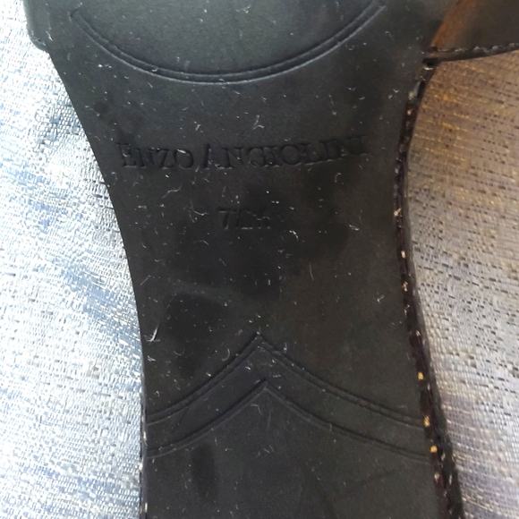 Enzo Angiolini VINTAGE sandal peep toe pumps snake design in gold Italian shoes - Picture 8 of 12